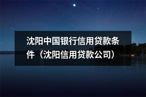 沈阳中国银行信用贷款条件（沈阳信用贷款公司）
