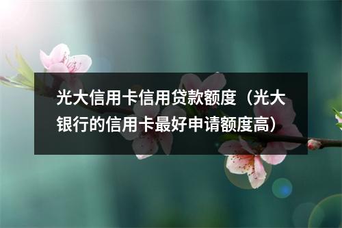 光大信用卡信用贷款额度（光大银行的信用卡最好申请额度高）