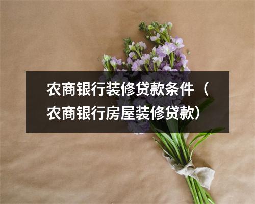 农商银行装修贷款条件（农商银行房屋装修贷款）