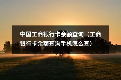 中国工商银行卡余额查询（工商银行卡余额查询手机怎么查）