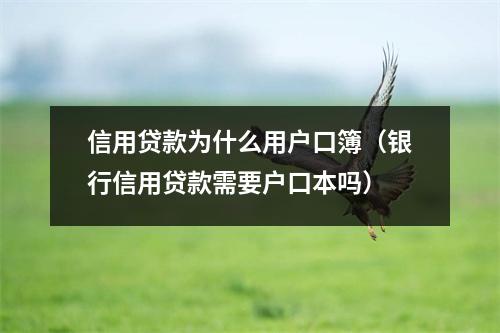 信用贷款为什么用户口簿(银行信用贷款需要户口本吗)