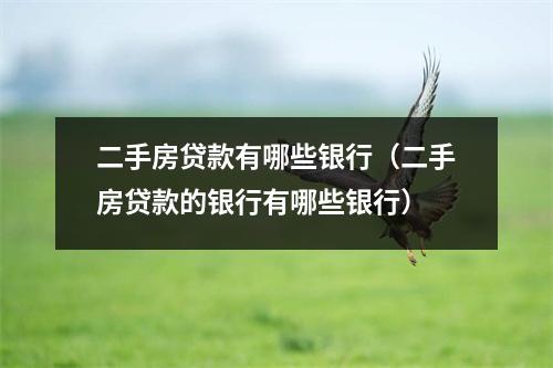 二手房贷款有哪些银行（二手房贷款的银行有哪些银行）