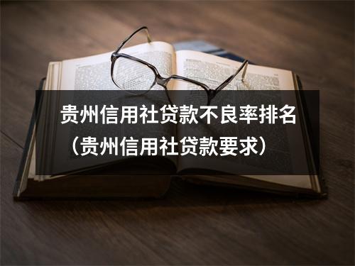 贵州信用社贷款不良率排名（贵州信用社贷款要求）