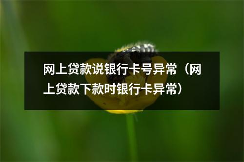 网上贷款说银行卡号异常(网上贷款下款时银行卡异常)