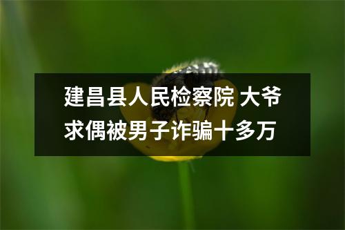 建昌县人民检察院 大爷求偶被男子诈骗十多万