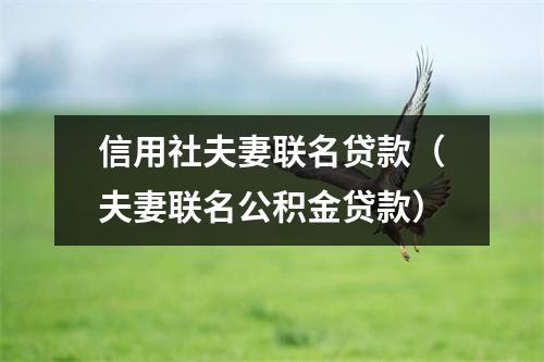 信用社夫妻联名贷款（夫妻联名公积金贷款）