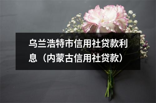 乌兰浩特市信用社贷款利息(内蒙古信用社贷款)