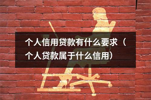 个人信用贷款有什么要求（个人贷款属于什么信用）