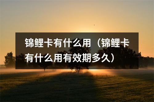 锦鲤卡有什么用（锦鲤卡有什么用有效期多久）