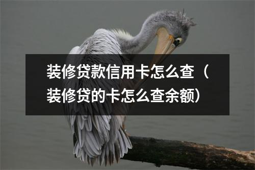 装修贷款信用卡怎么查（装修贷的卡怎么查余额）