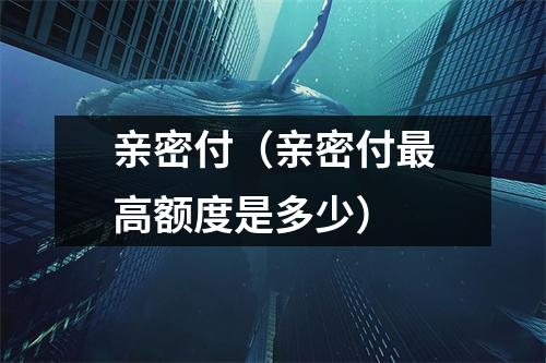 亲密付（亲密付最高额度是多少）
