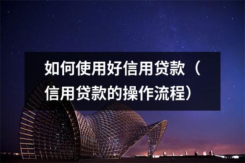 如何使用好信用贷款（信用贷款的操作流程）