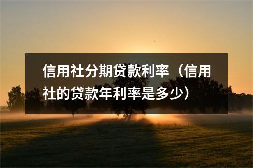 信用社分期贷款利率（信用社的贷款年利率是多少）