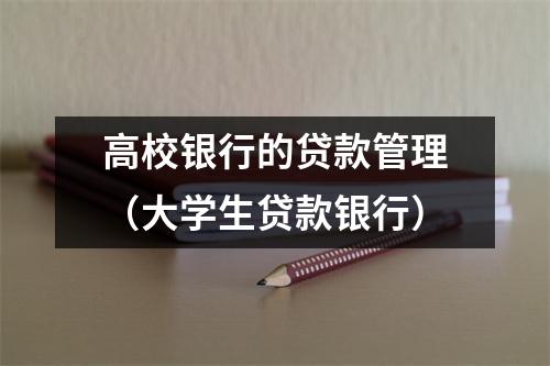 高校银行的贷款管理（大学生贷款银行）