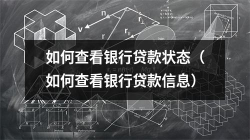 如何查看银行贷款状态(如何查看银行贷款信息)