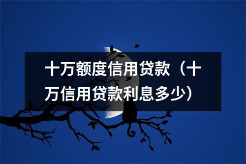 十万额度信用贷款（十万信用贷款利息多少）