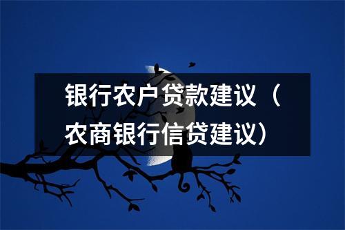 银行农户贷款建议（农商银行信贷建议）