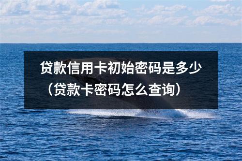 贷款信用卡初始密码是多少(贷款卡密码怎么查询)