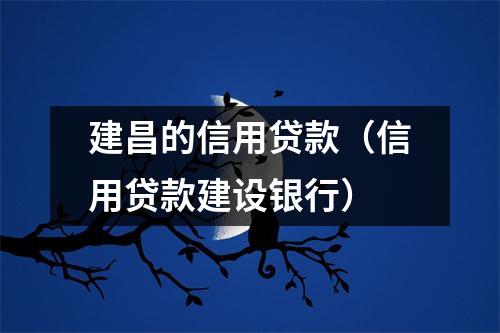建昌的信用贷款（信用贷款建设银行）