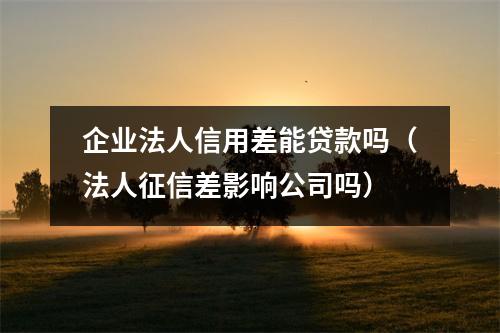 企业法人信用差能贷款吗（法人征信差影响公司吗）