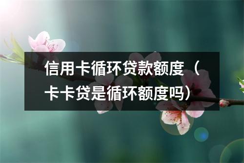 信用卡循环贷款额度（卡卡贷是循环额度吗）