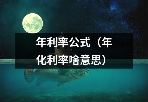 年利率公式（年化利率啥意思）