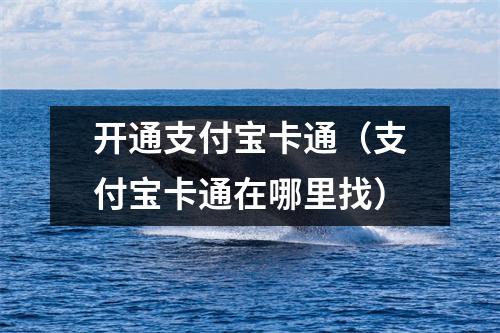 开通支付宝卡通(支付宝卡通在哪里找)