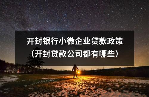 开封银行小微企业贷款政策（开封贷款公司都有哪些）