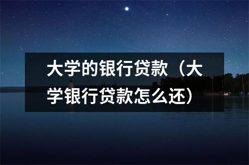 大学的银行贷款（大学银行贷款怎么还）