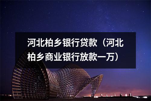 河北柏乡银行贷款（河北柏乡商业银行放款一万）