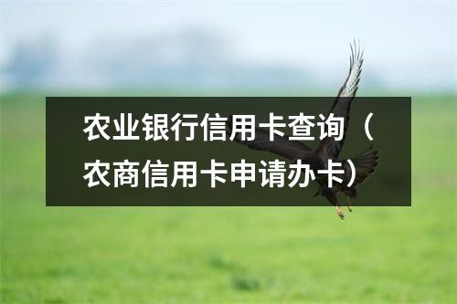 农业银行信用卡查询（农商信用卡申请办卡）