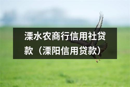 溧水农商行信用社贷款(溧阳信用贷款)