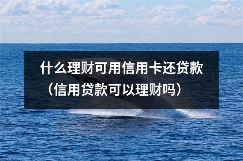 什么理财可用信用卡还贷款（信用贷款可以理财吗）