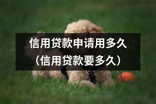 信用贷款申请用多久(信用贷款要多久)