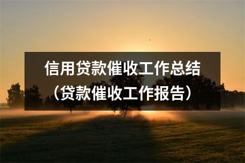 信用贷款催收工作总结（贷款催收工作报告）