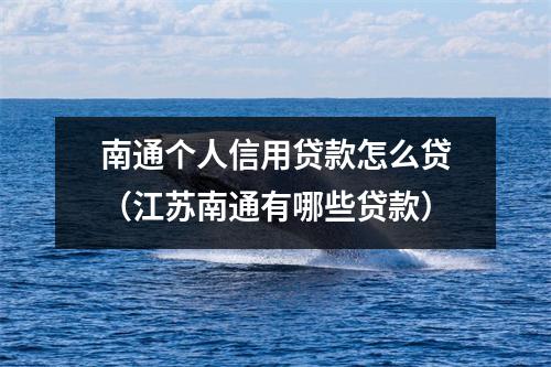 南通个人信用贷款怎么贷（江苏南通有哪些贷款）