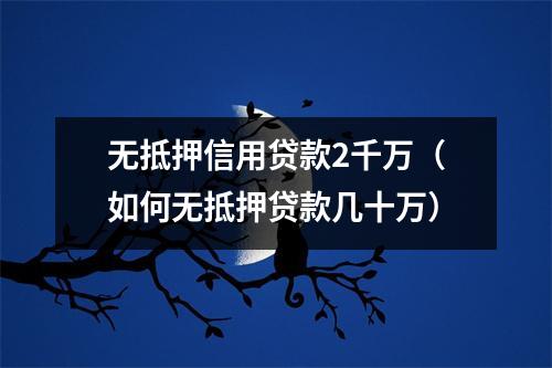 无抵押信用贷款2千万（如何无抵押贷款几十万）