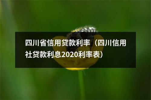 四川省信用贷款利率（四川信用社贷款利息2020利率表）