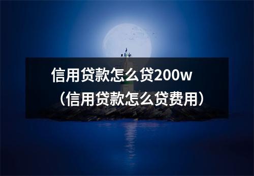 信用贷款怎么贷200w(信用贷款怎么贷费用)