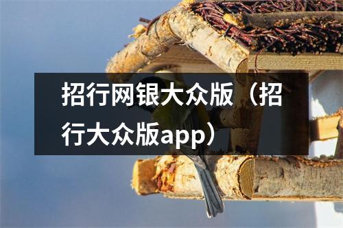招行网银大众版（招行大众版app）