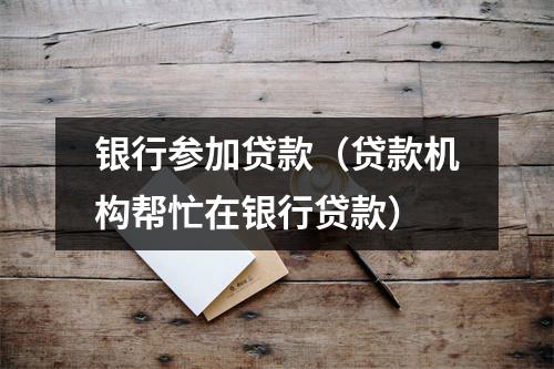银行参加贷款(贷款机构帮忙在银行贷款)