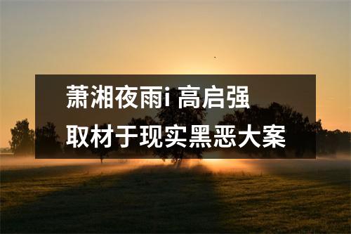 萧湘夜雨i 高启强取材于现实黑恶大案