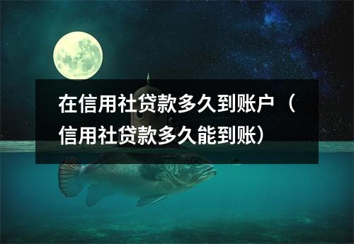 在信用社贷款多久到账户（信用社贷款多久能到账）