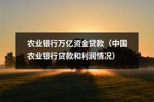 农业银行万亿资金贷款（中国农业银行贷款和利润情况）