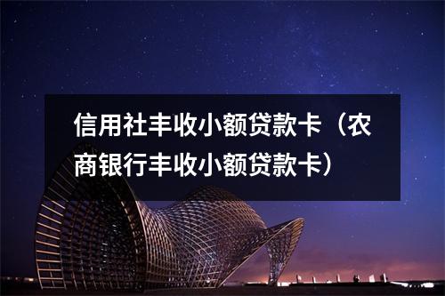 信用社丰收小额贷款卡（农商银行丰收小额贷款卡）