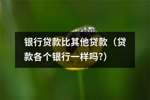 银行贷款比其他贷款（贷款各个银行一样吗?）