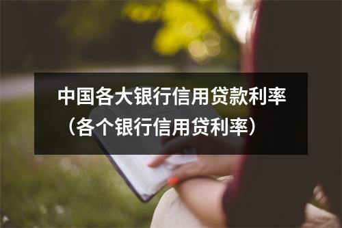 中国各大银行信用贷款利率(各个银行信用贷利率)