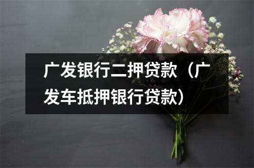 广发银行二押贷款（广发车抵押银行贷款）