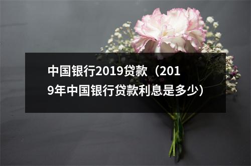 中国银行2019贷款(2019年中国银行贷款利息是多少)