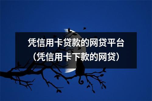 凭信用卡贷款的网贷平台（凭信用卡下款的网贷）
